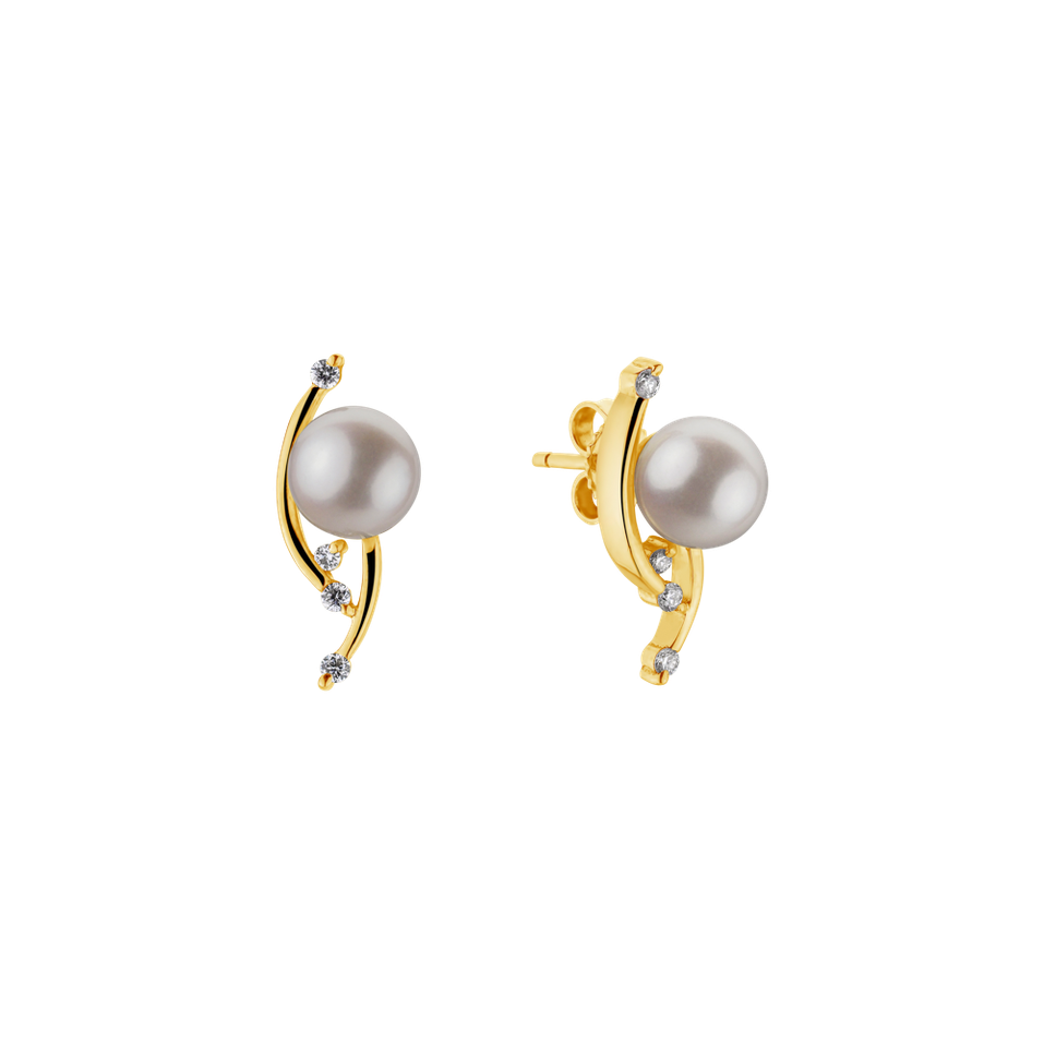 Diamond earrings with Pearl Whispering Ocean