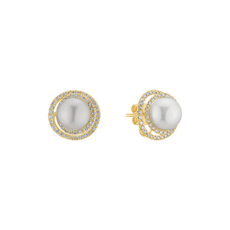 Diamond earrings with Pearl Eyes of the Ocean