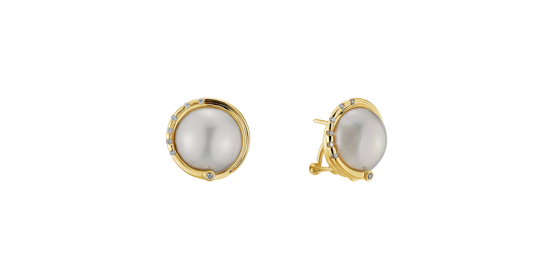 Diamond earrings with Pearl Hecate Pearls