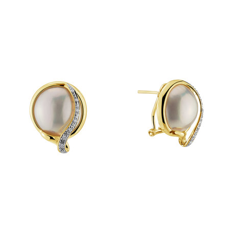 Diamond earrings with Pearl Pearly Eyes