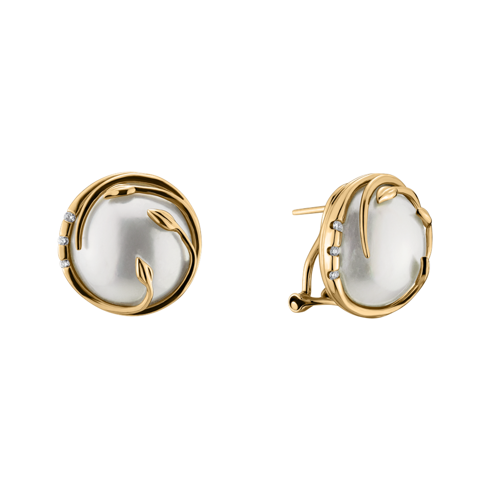 Diamond earrings with Pearl Pearly Embrace