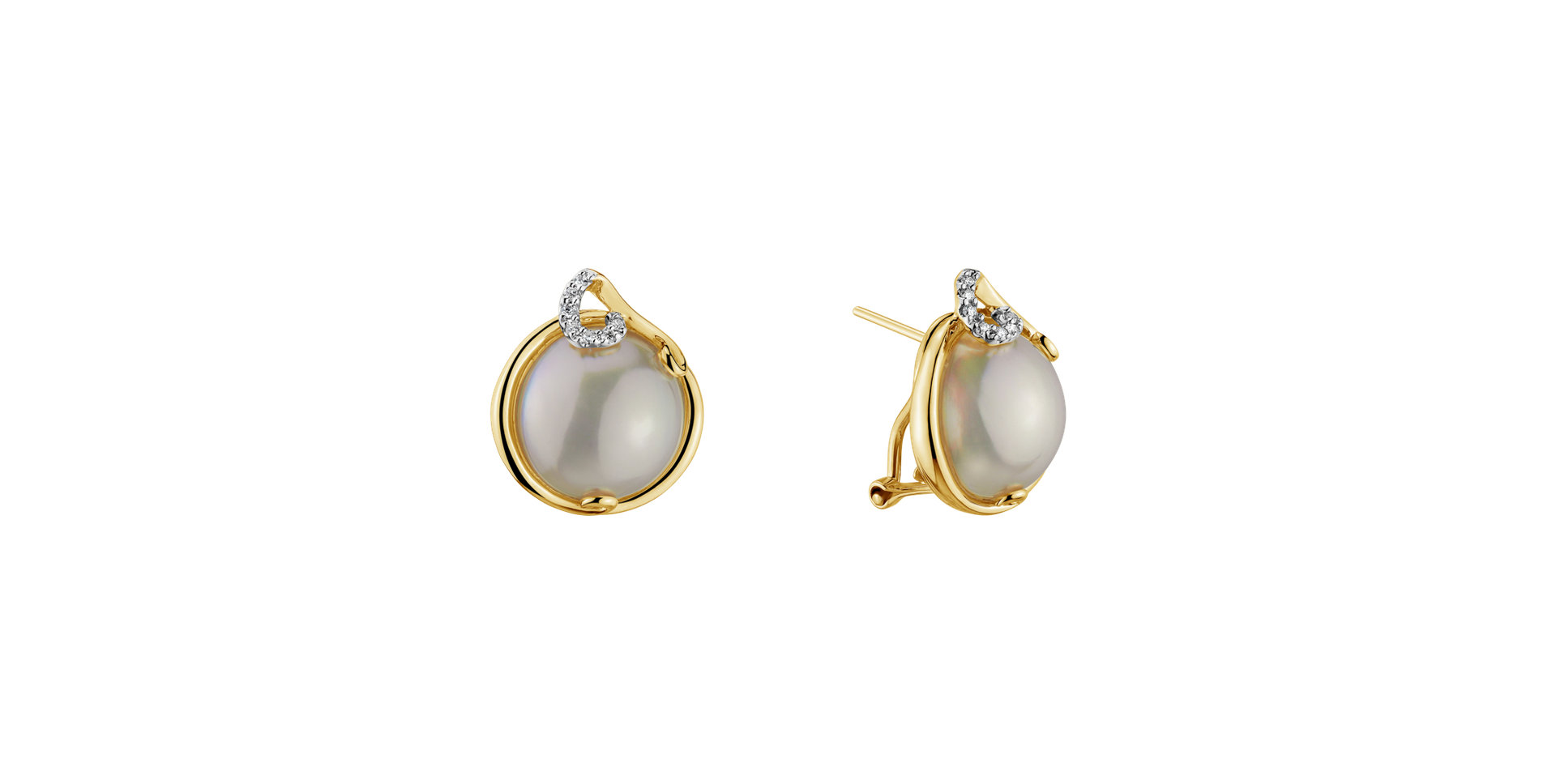 Diamond earrings with Pearl Sea of Attraction