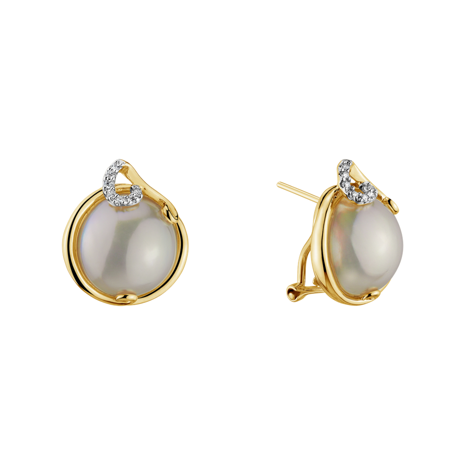 Diamond earrings with Pearl Sea of Attraction