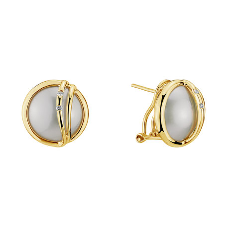 Diamond earrings with Pearl Lavish Sea