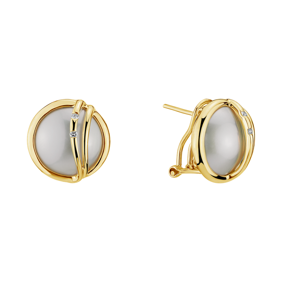 Diamond earrings with Pearl Lavish Sea