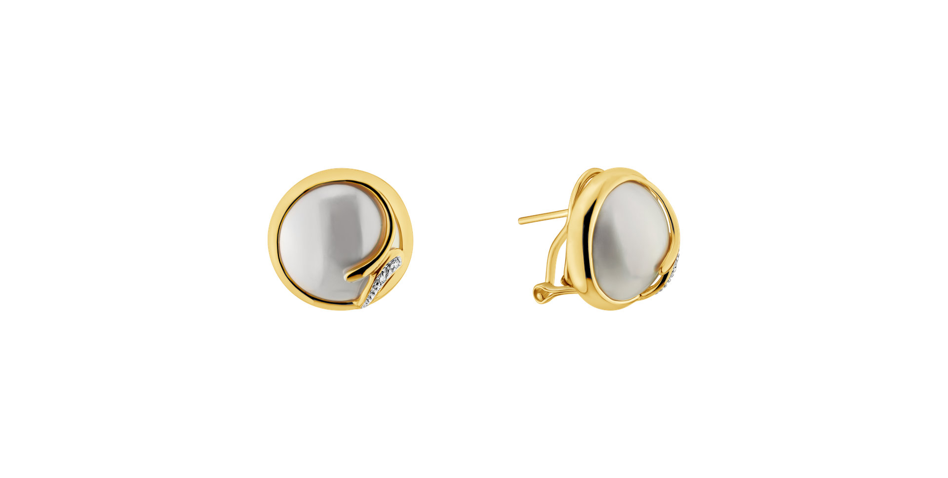 Diamond earrings with Pearl Heliades