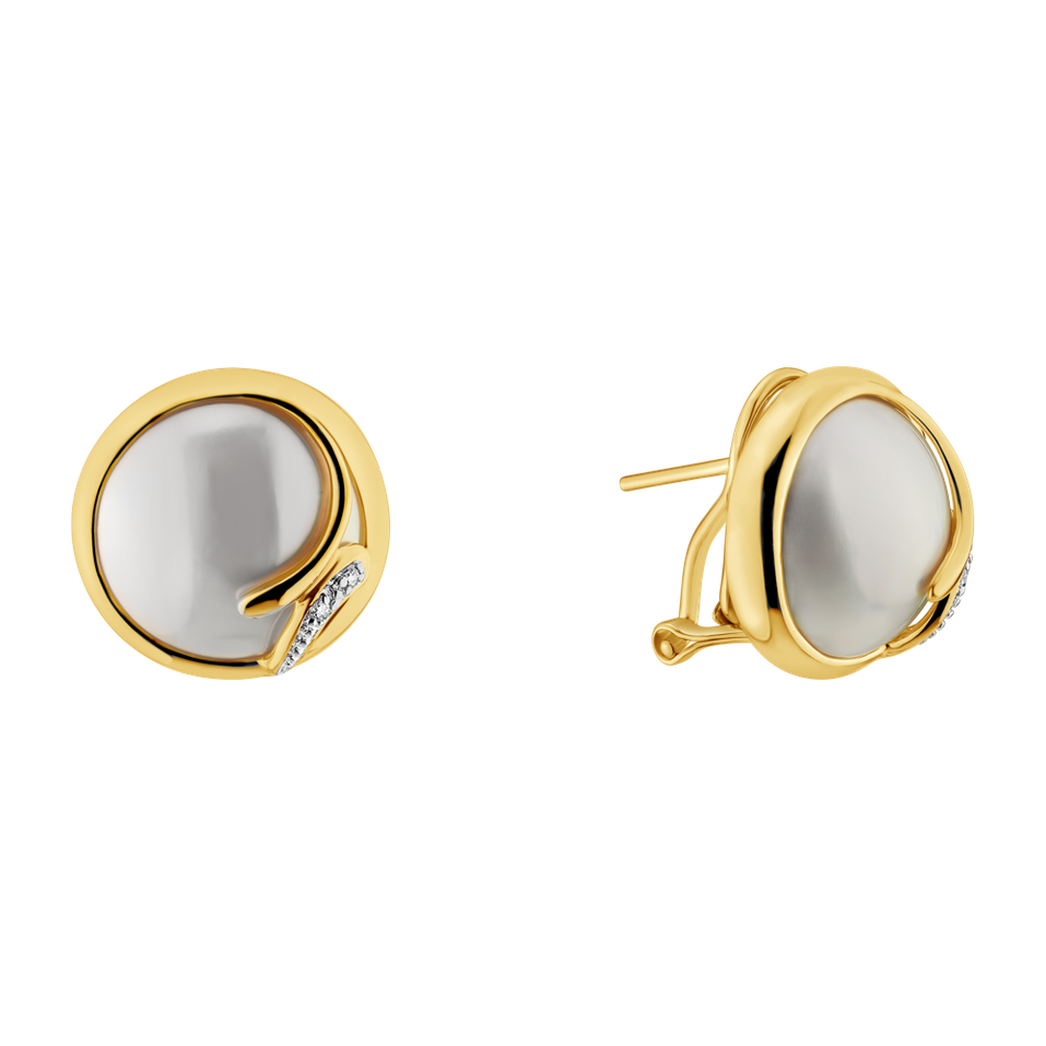 Diamond earrings with Pearl Heliades