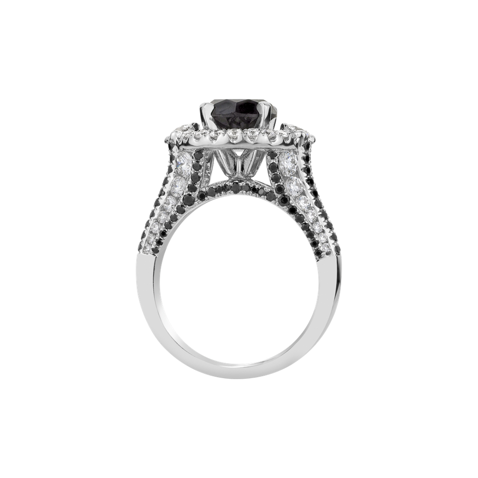 Ring with black and white diamonds Giulia