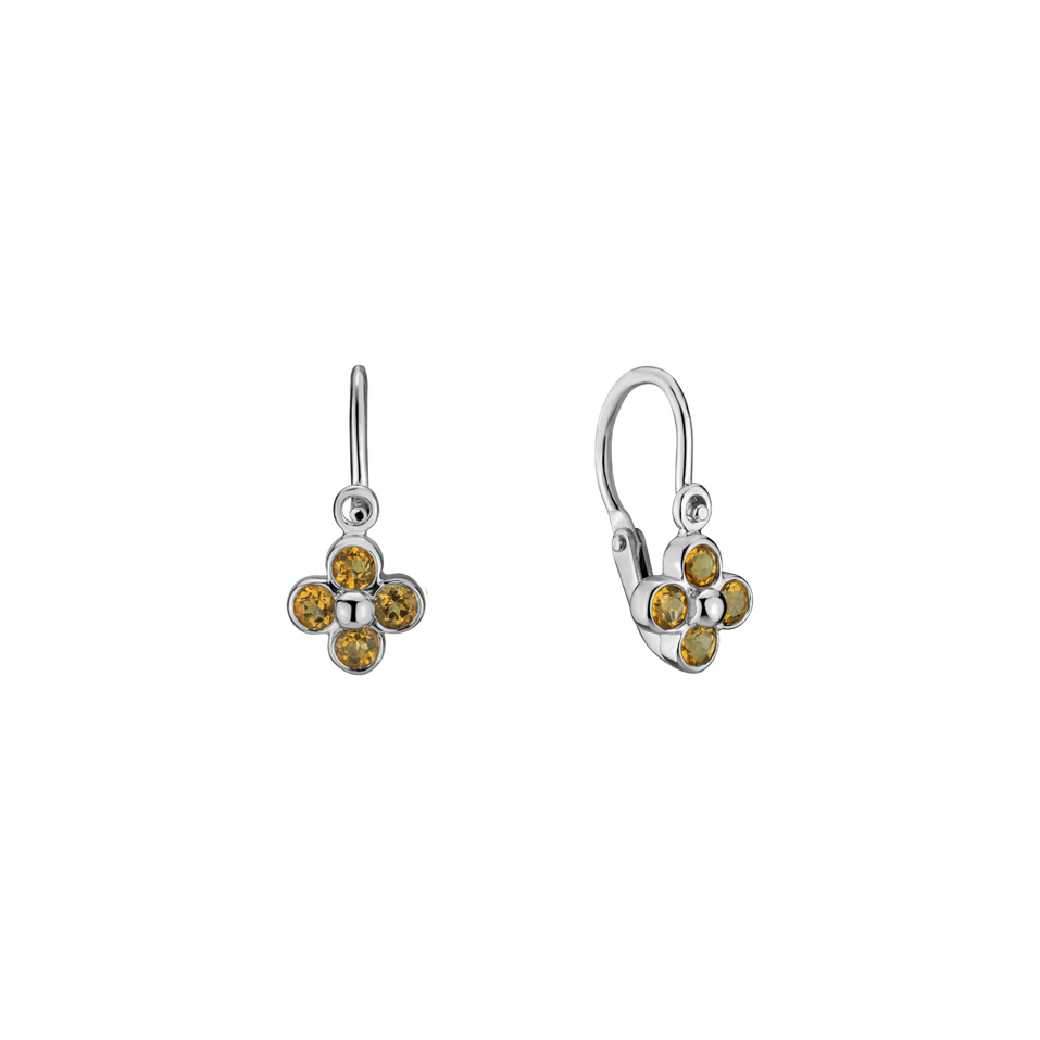 Children's earrings with Citrine Lobelia