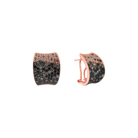 Earrings with white, brown and black diamonds Elidia