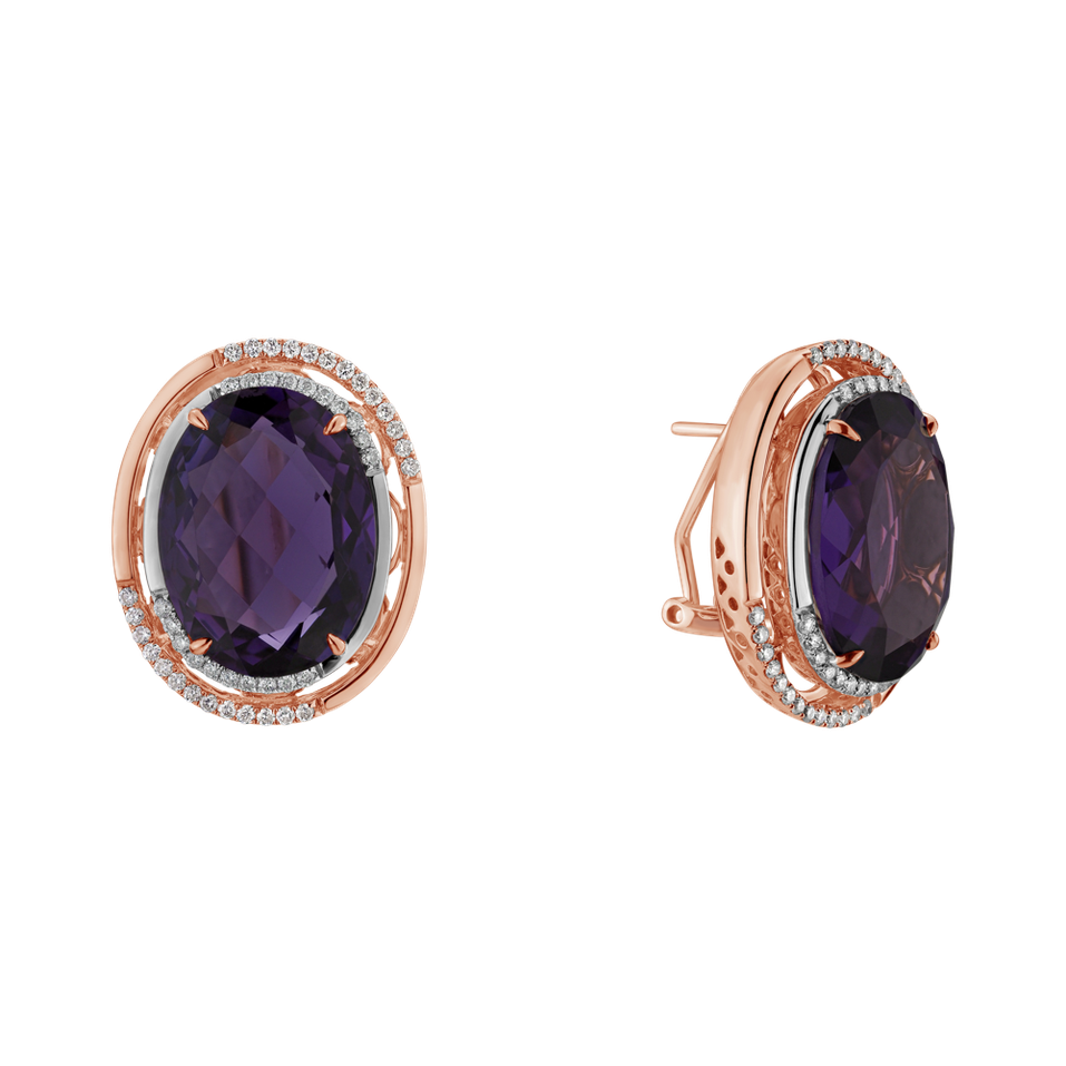Diamond earrings with Amethyst Velonara