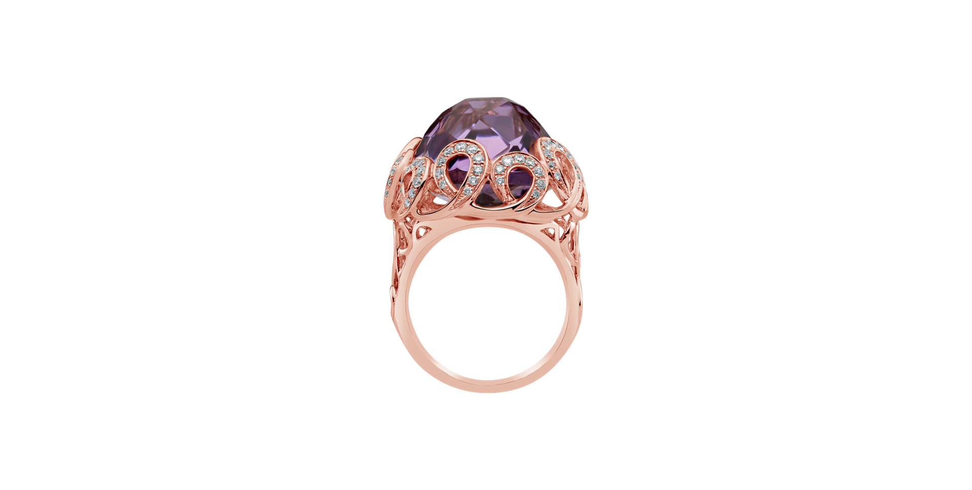 Diamond rings with Amethyst Royal Barocco