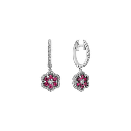 Diamond earrings and Ruby Blooming Jewellery