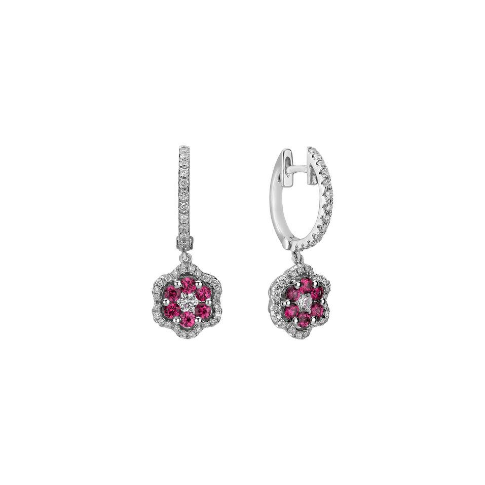 Diamond earrings and Ruby Blooming Jewellery