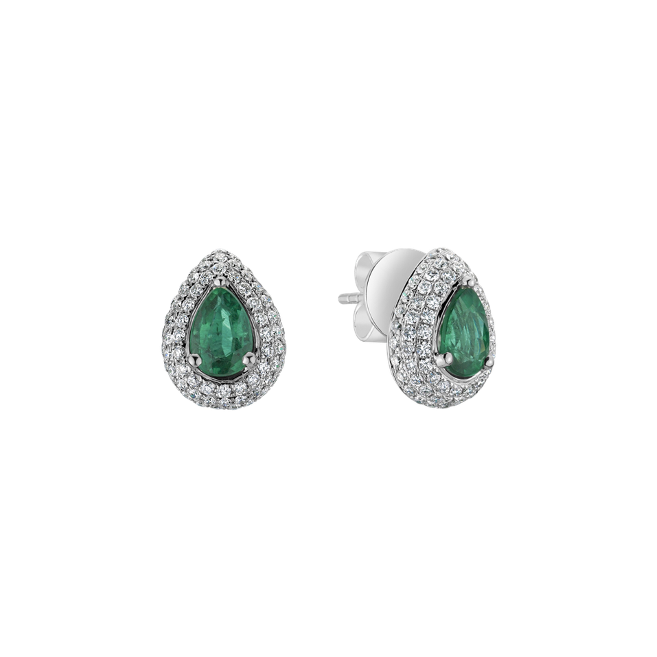 Diamond earrings with Emerald Dreamlike Fantasia