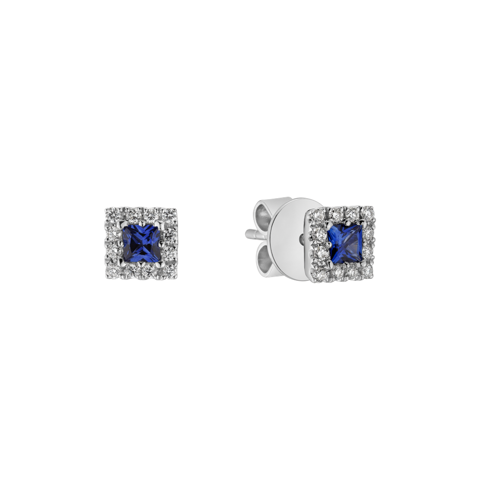 Diamond earrings with Sapphire Royal Squares