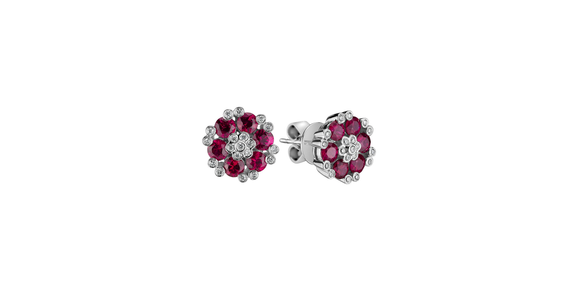 Diamond earrings with Ruby The Ruby Garden