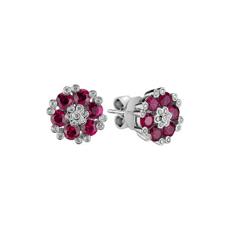 Diamond earrings with Ruby The Ruby Garden