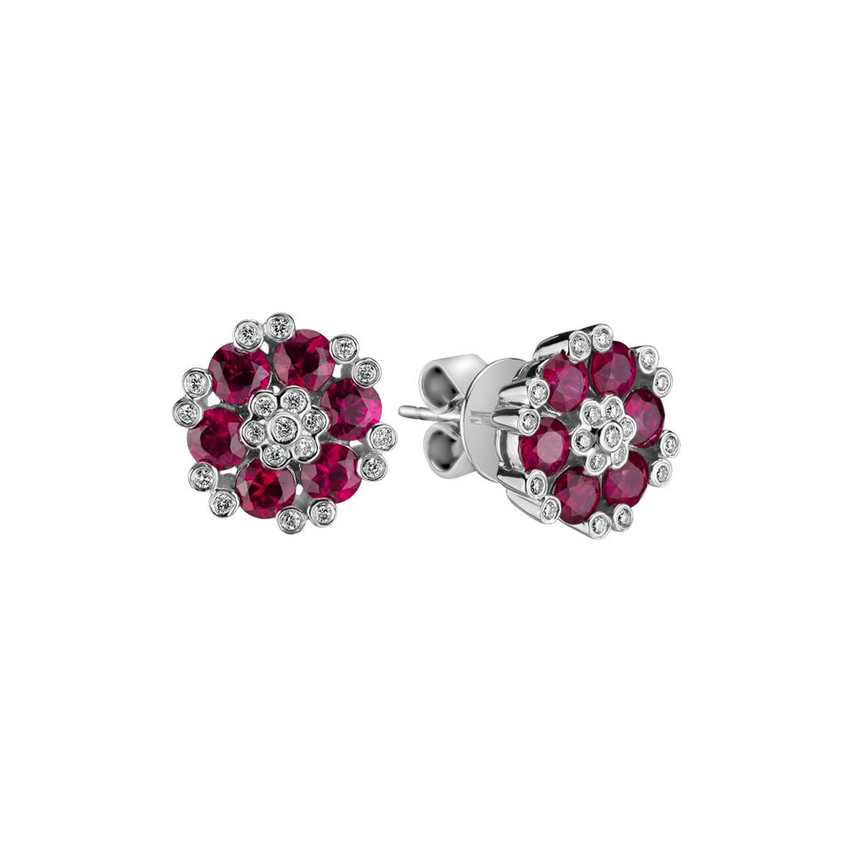 Diamond earrings with Ruby The Ruby Garden