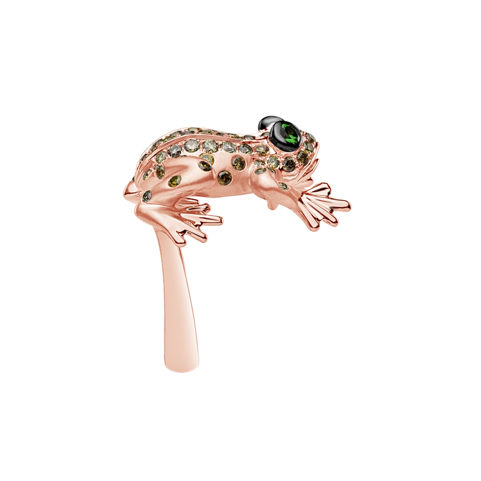 Ring with brown and yellow diamonds and Garnet Wild Nature