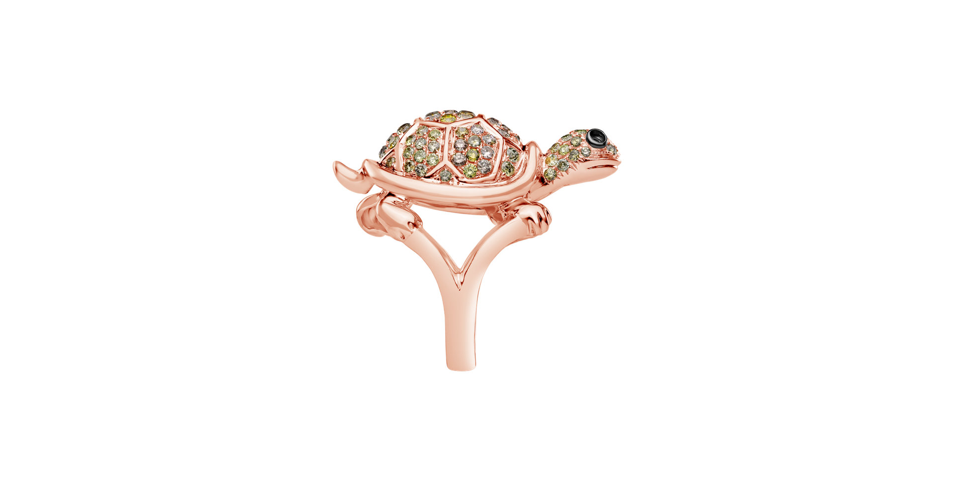 Ring with brown diamonds and Garnet Diamond Turtle