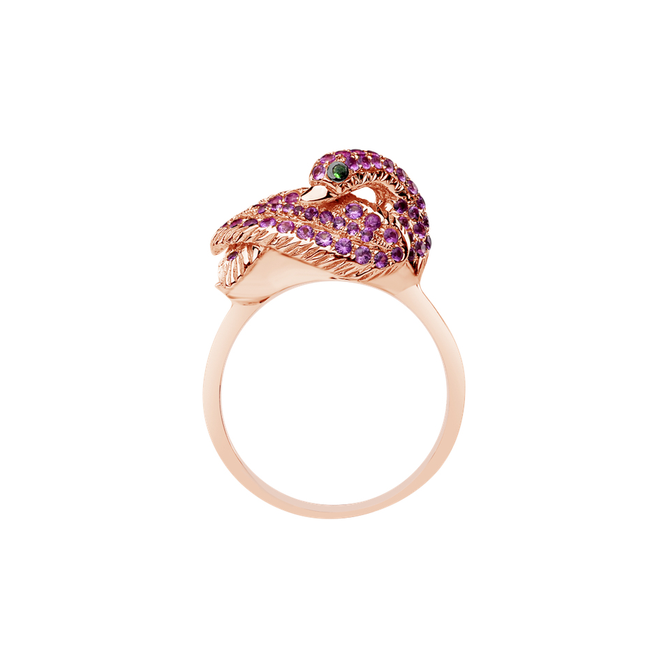 Ring with Sapphire and Garnet Fairytale Swan