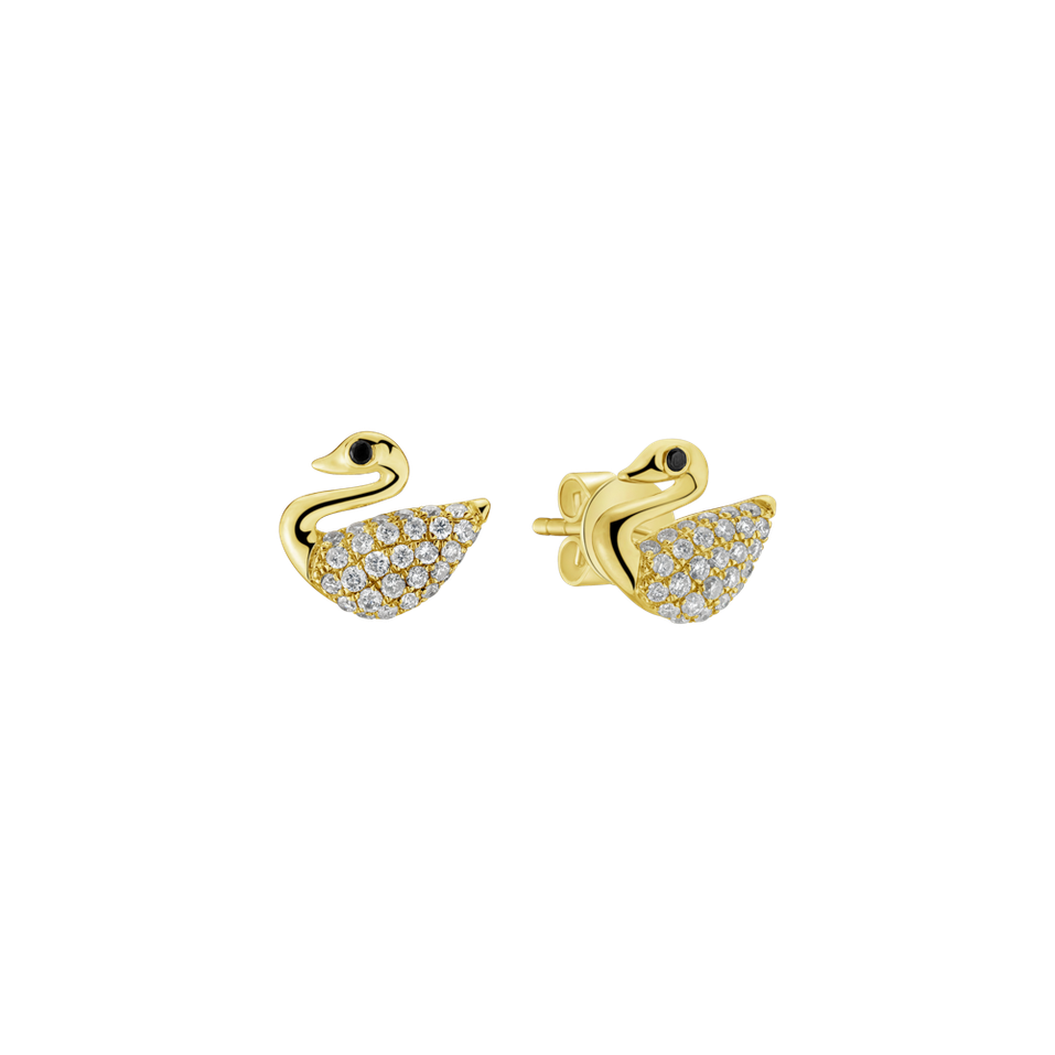 Earrings with black and white diamonds Noble Swans