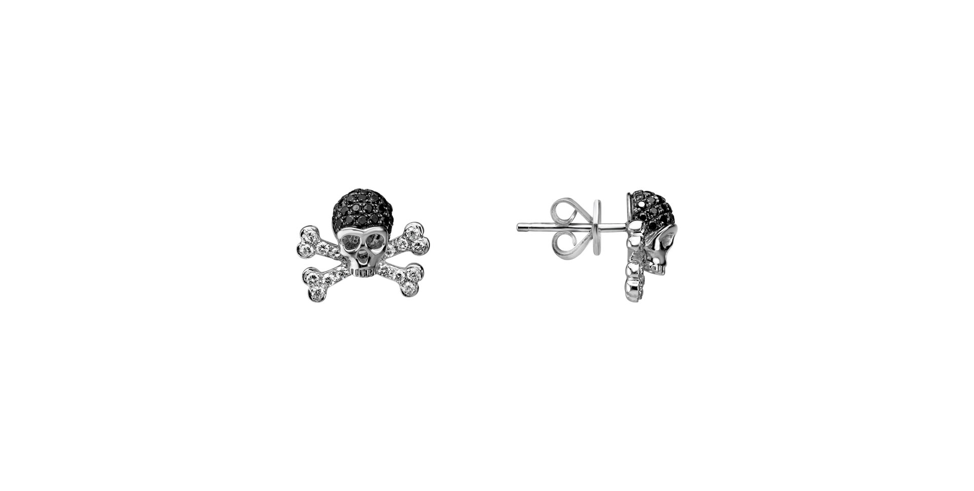 Earrings with black and white diamonds Luxury Skull