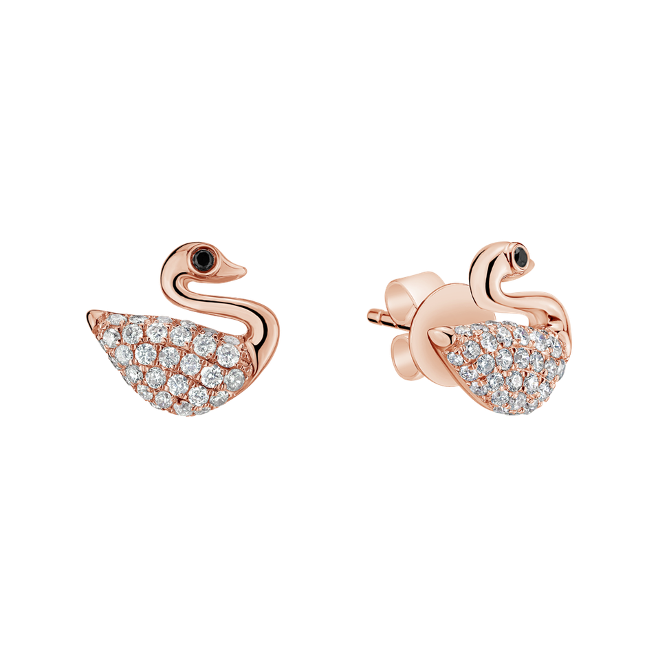 Earrings with black and white diamonds Noble Swans