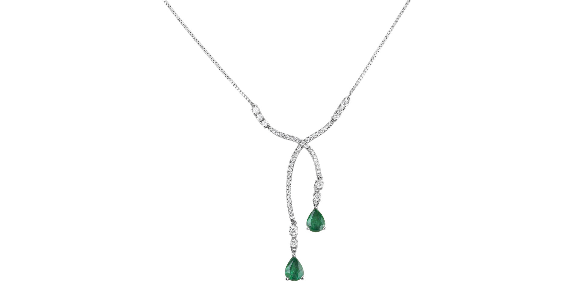 Diamond necklace with Emerald Emerald Tear