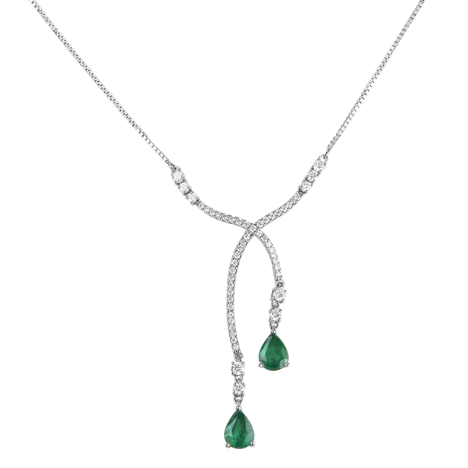 Diamond necklace with Emerald Emerald Tear