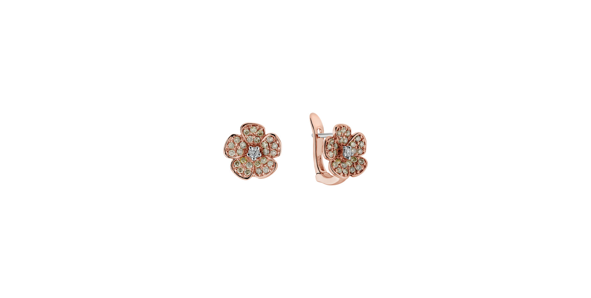Earrings with brown and white diamonds Radiant Rose