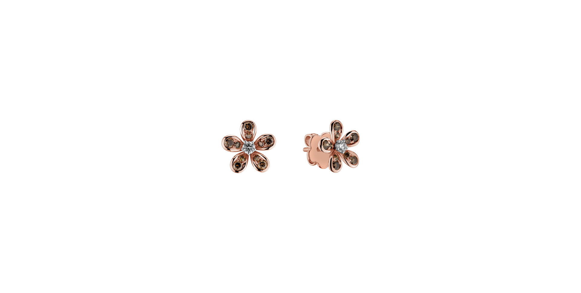 Earrings with brown and white diamonds Lovely Blossom