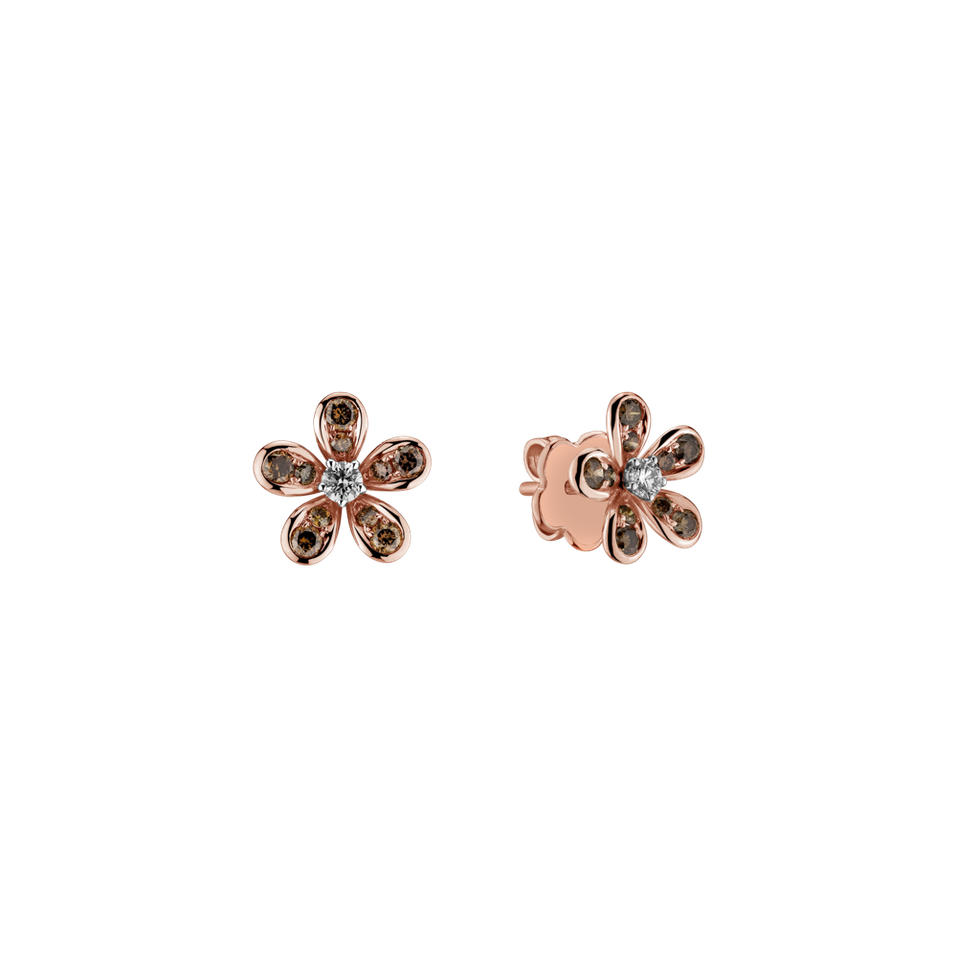 Earrings with brown and white diamonds Lovely Blossom