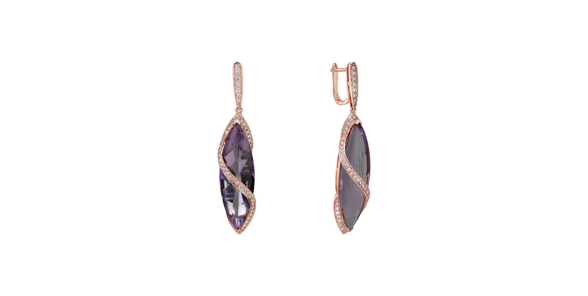 Diamond earrings with Amethyst Nixie