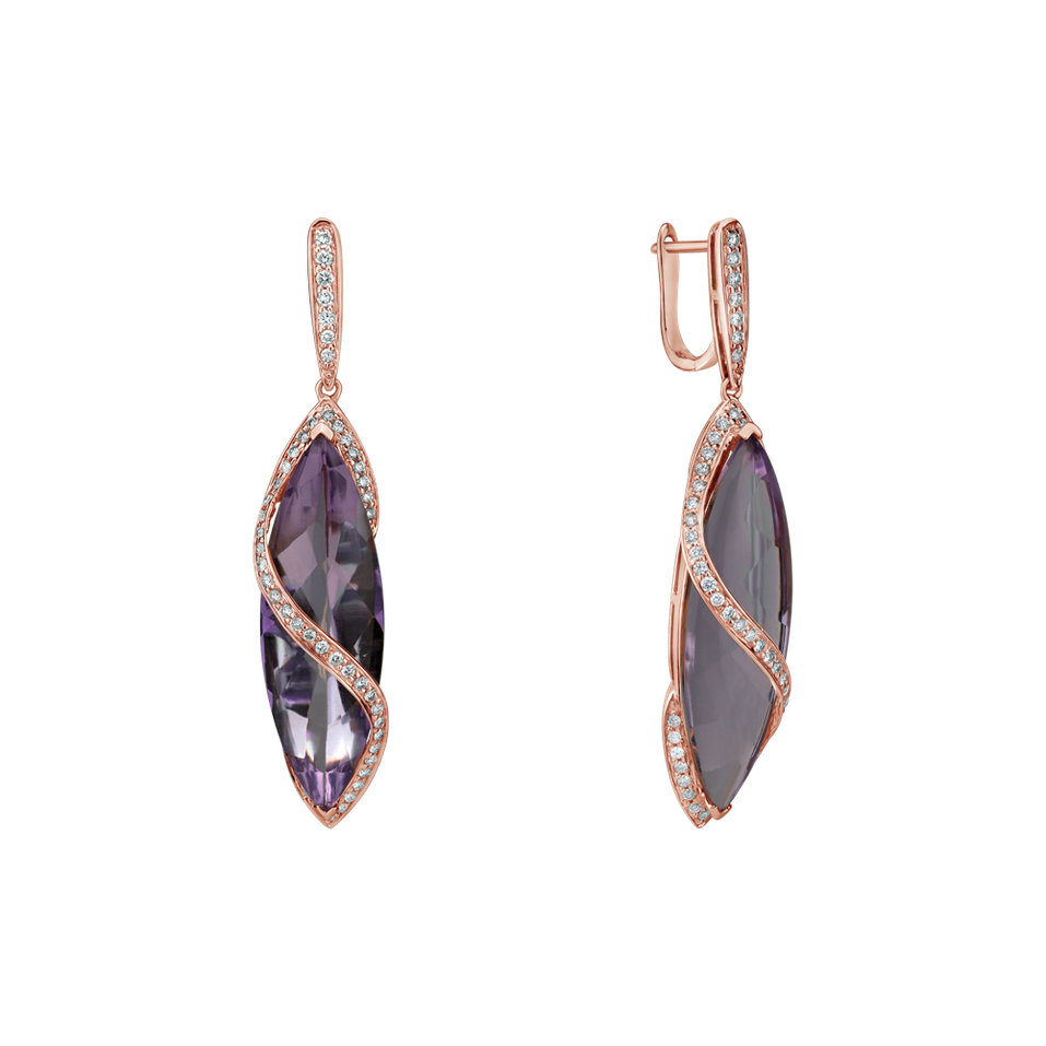 Diamond earrings with Amethyst Nixie