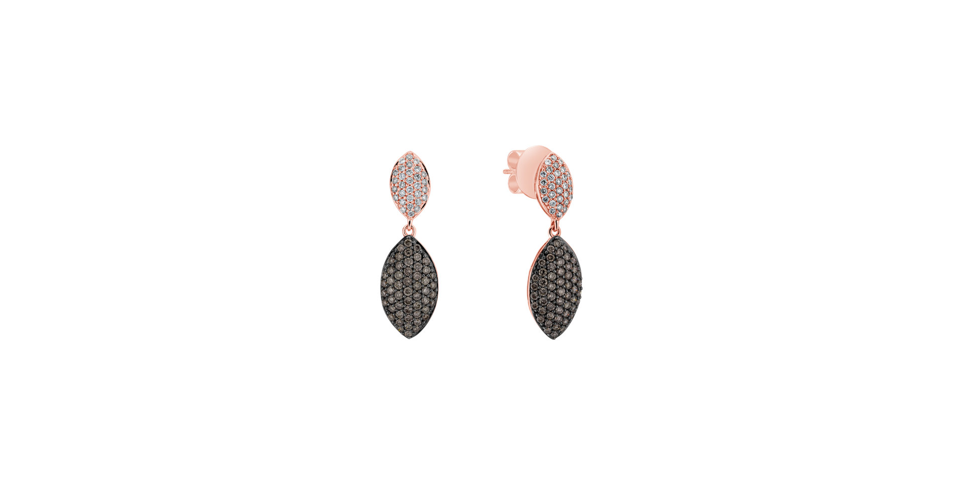 Earrings with brown and white diamonds Opus of Illusions
