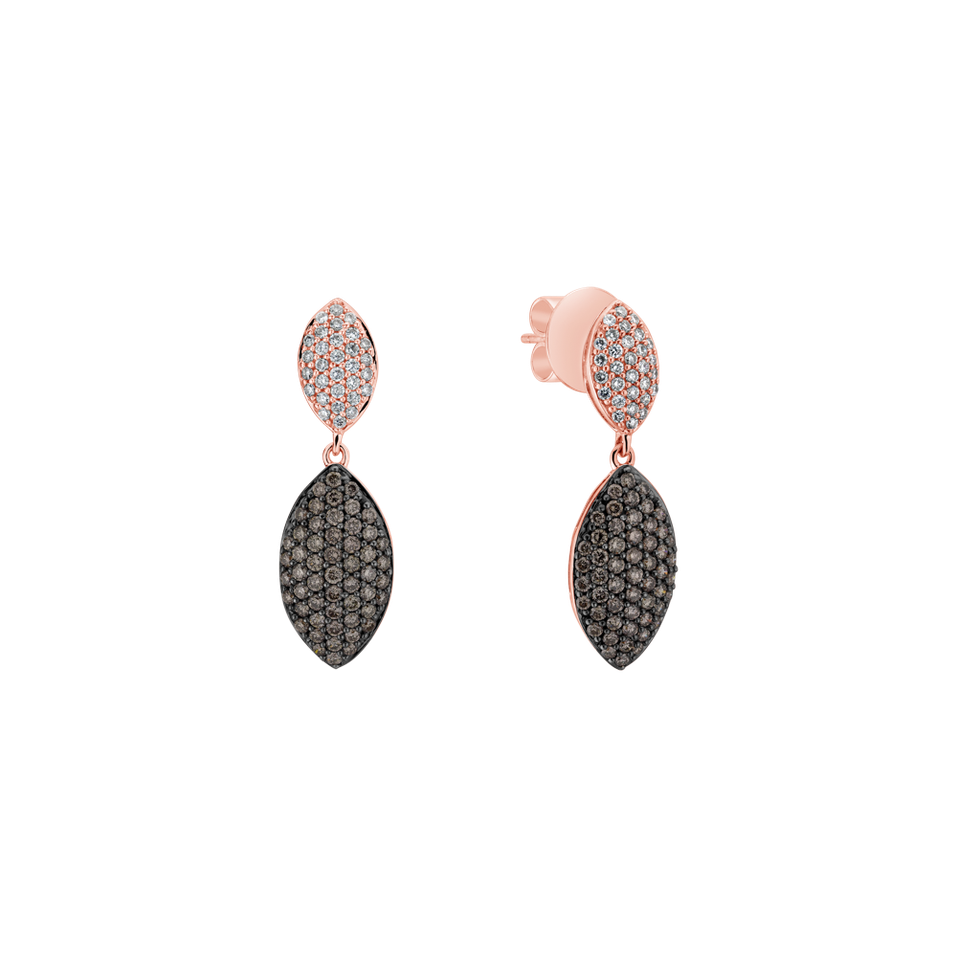 Earrings with brown and white diamonds Opus of Illusions