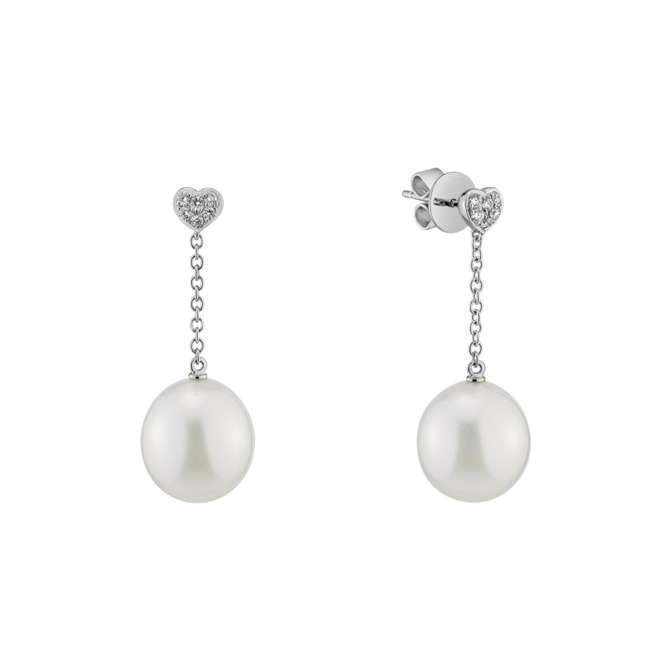 Diamond earrings with Pearl Morriane