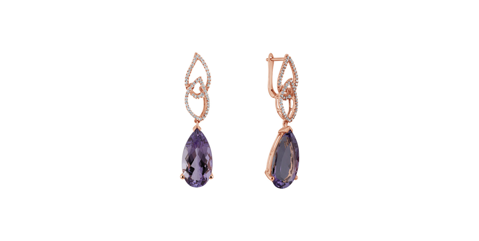 Diamond earrings with Amethyst Fairyland Castle