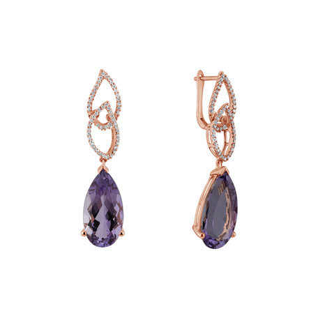 Diamond earrings with Amethyst Fairyland Castle