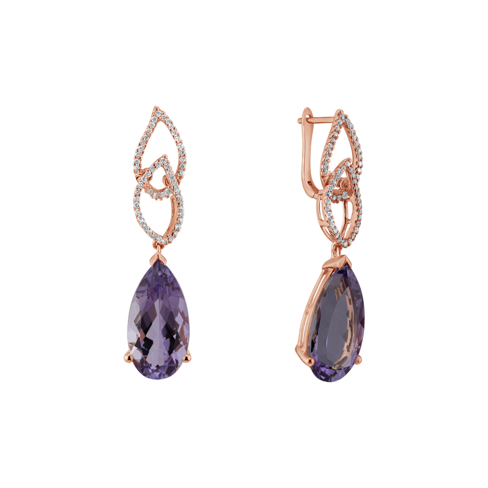Diamond earrings with Amethyst Fairyland Castle