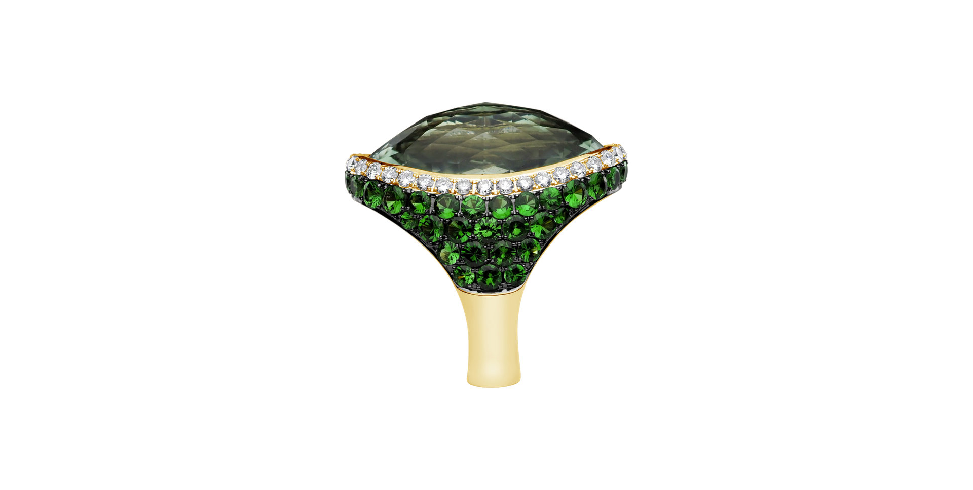 Diamond ring with Amethyst and Garnet Darcie