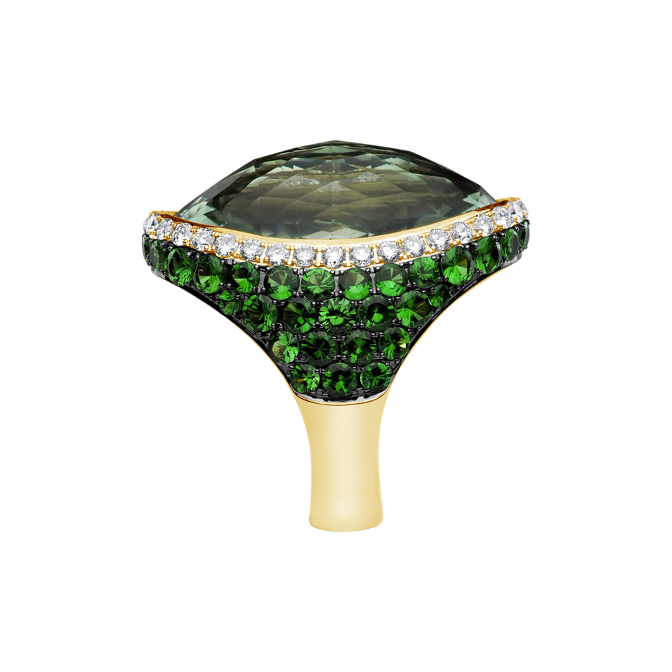 Diamond ring with Amethyst and Garnet Darcie