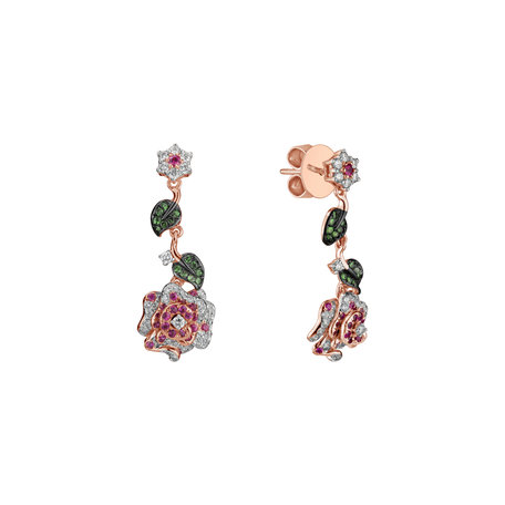 Diamond earrings, Ruby and Garnet Laguna