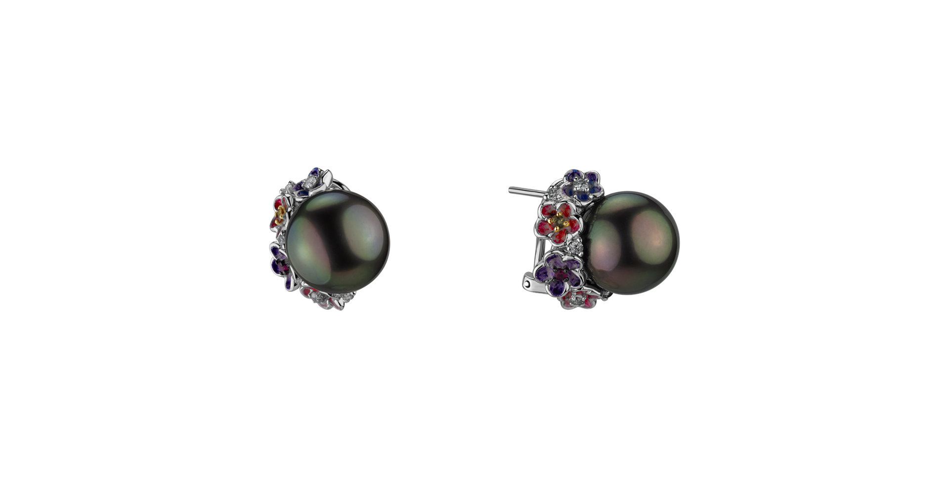 Diamond earrings with Pearl, Ruby and Sapphire Gremoria