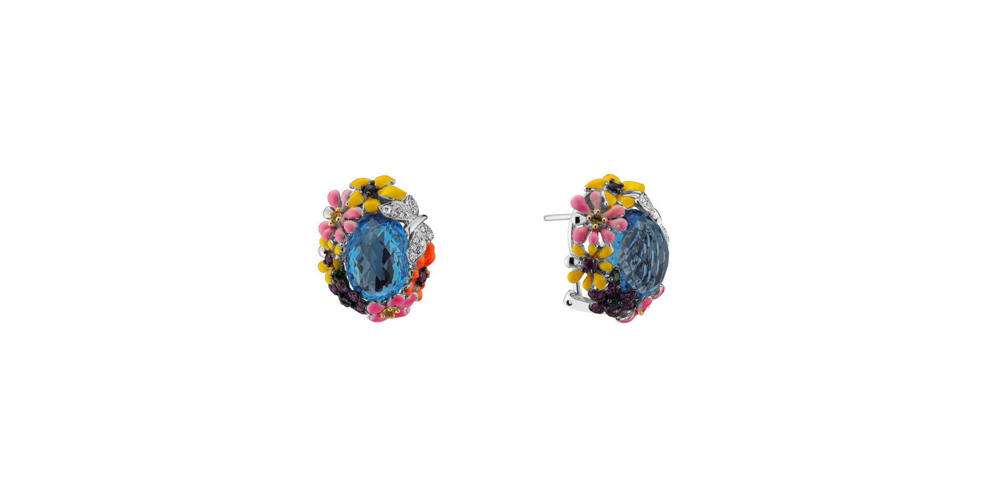 Diamond earrings with Topaz and gemstones Focusing on Spirituality