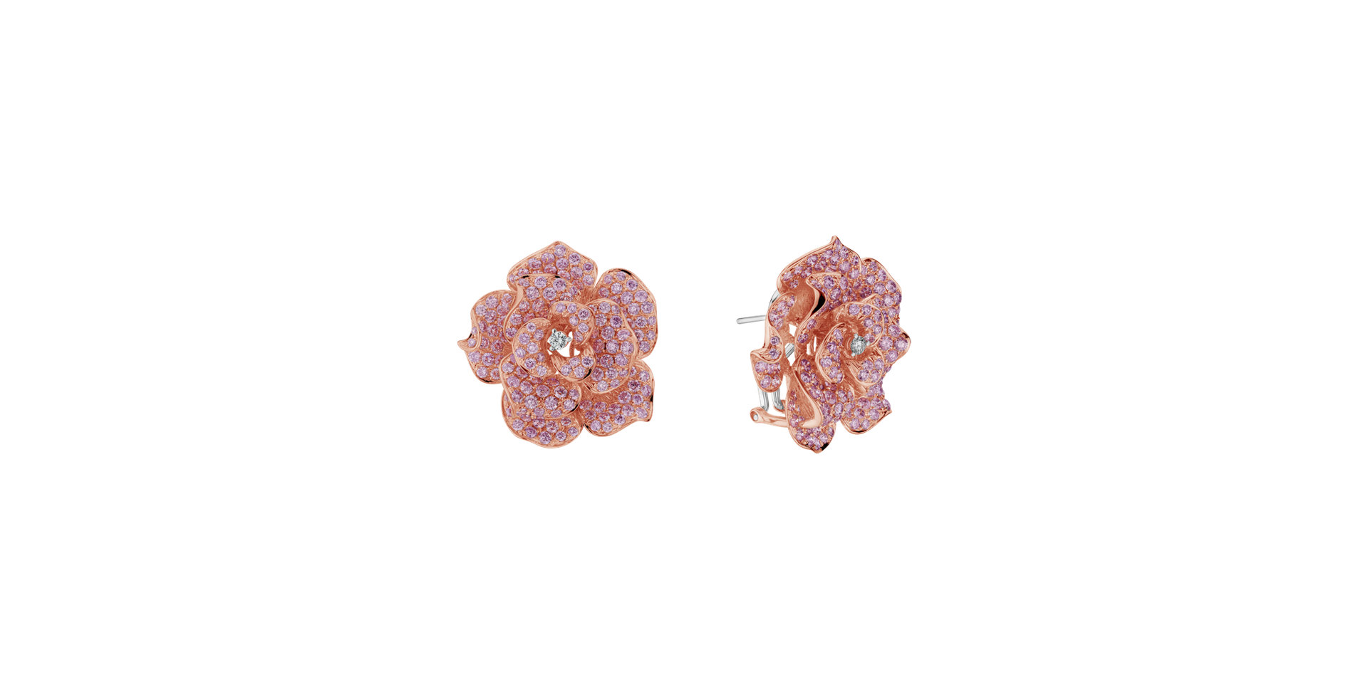 Earrings with pink diamonds Papaya Rose