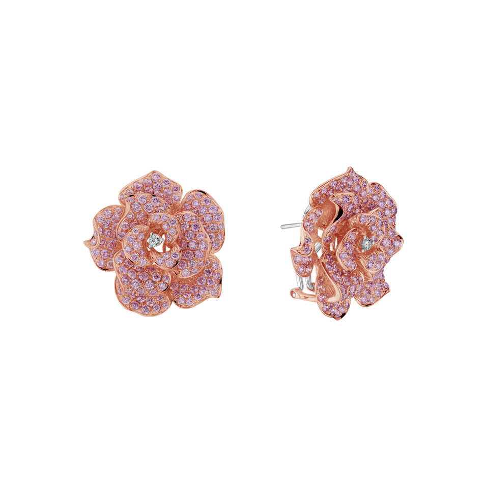 Earrings with pink diamonds Papaya Rose