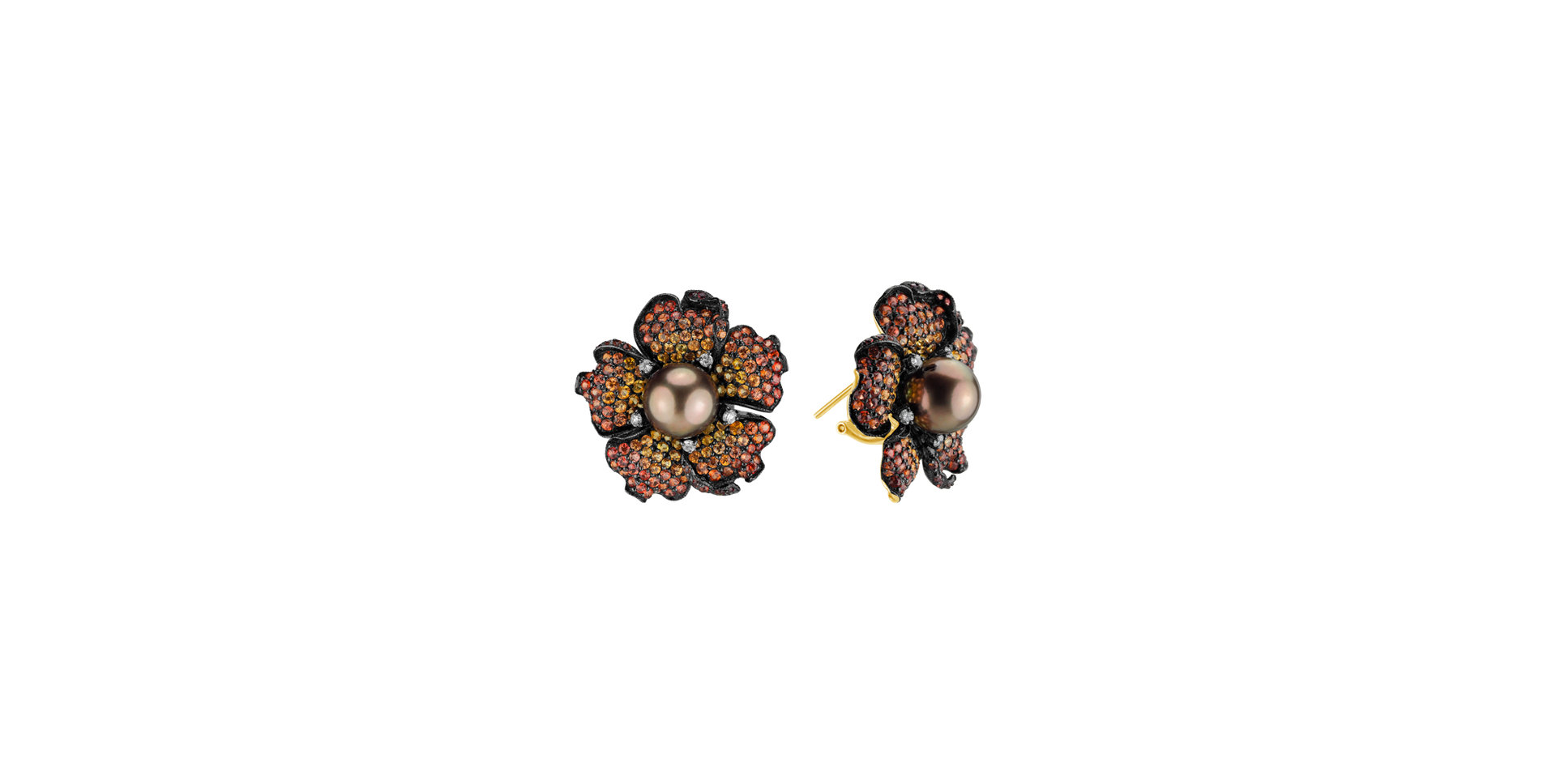 Diamond earrings, multisapphire and Pearl Candis